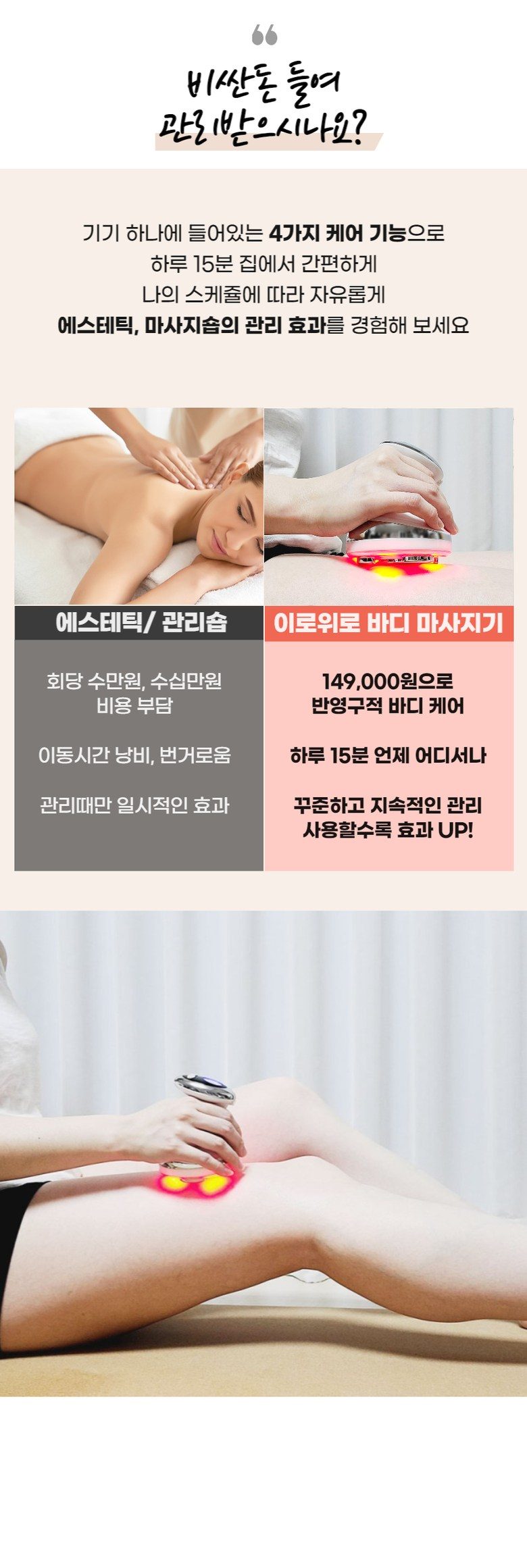 이로위로 바디 고주파 마사지기 온열 갈바닉 초음파 바본관리 가정용고주파기 홈케어 뷰티디바이스