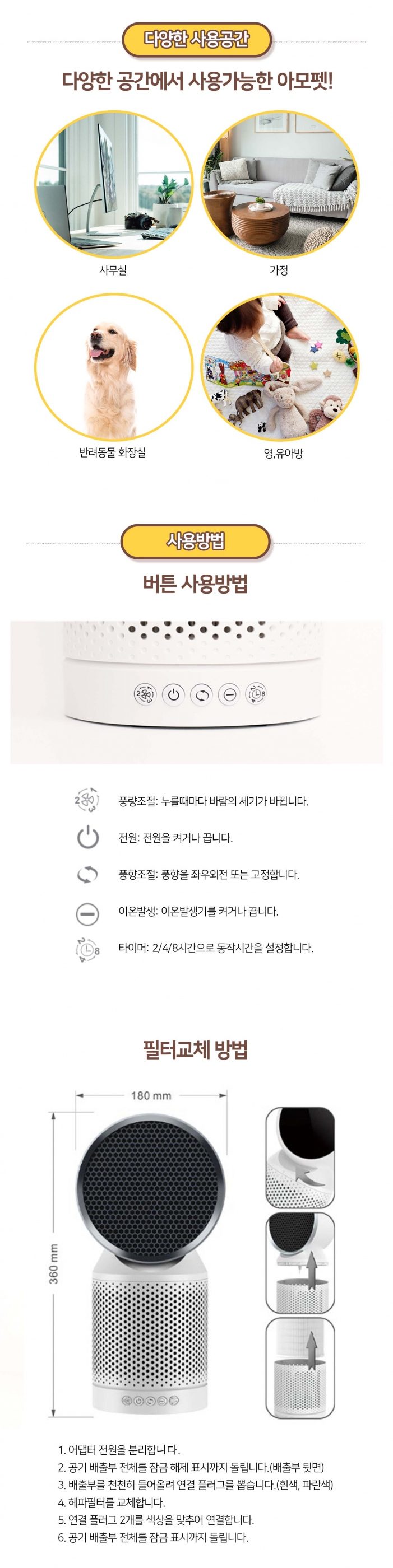 어바웃펫 아모펫 플라즈마 탈취기 POP-XIW800