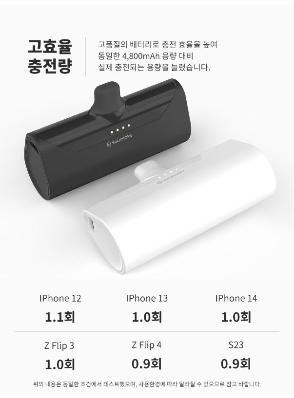 일체형 도킹형 미니 아이폰 보조배터리 C타입 충전
