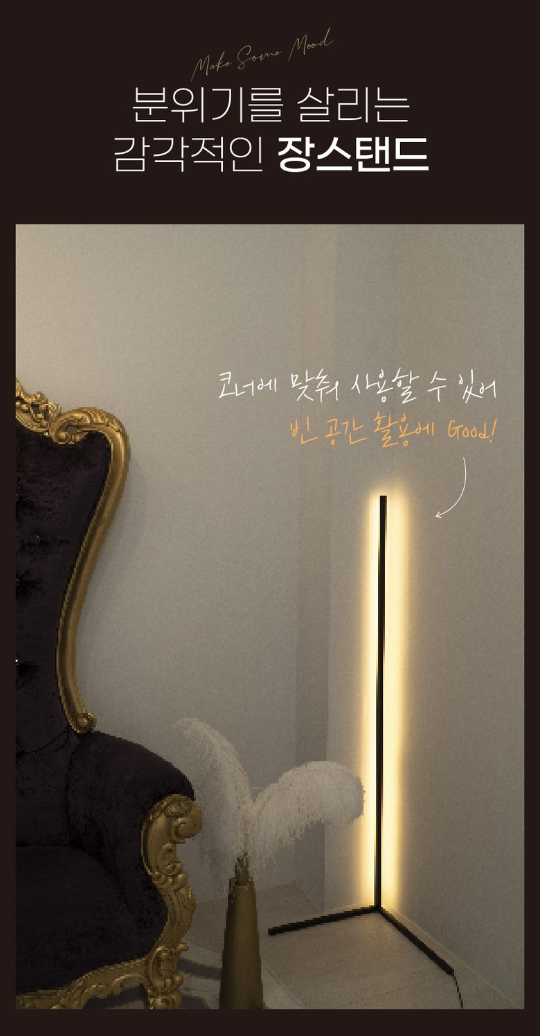 레나에너지 LED 북유럽 플로어 엣지 장스탠드