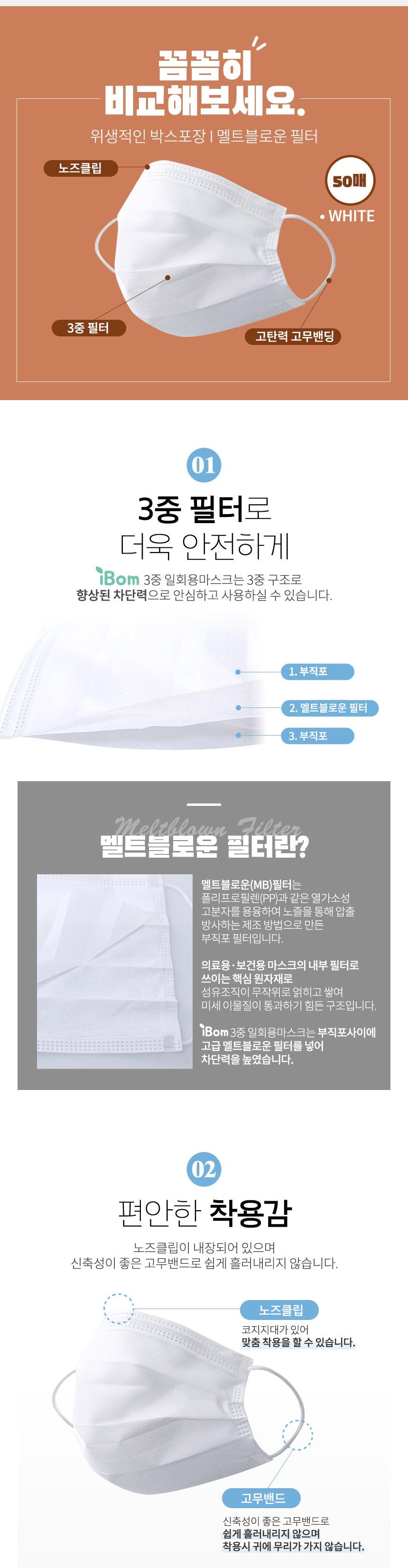 아이엠듀 아이봄 국산 3중필터 일회용 마스크